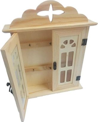 Trade Shop Trade Shop - Cassetta Porta Chiavi 2 Ante Vetro Portachiavi Appendichiavi Casetta Legno Casa