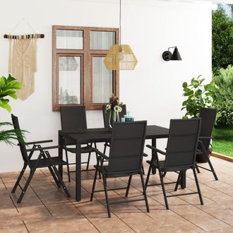 vidaXL Juego De Comedor Para Jard&iacute;n 7 Piezas Negro Vidaxl