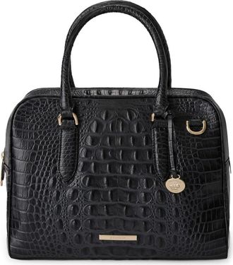 Brahmin Marissa Croc Embossed Leather Satchel in Black Alden Road at Nordstrom