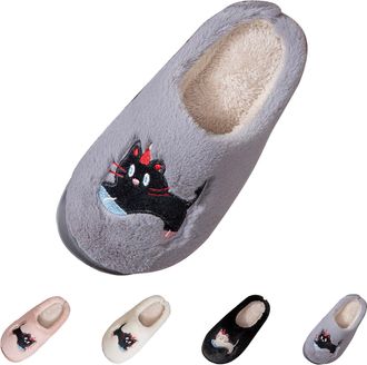 Generic Ladies Fluffy Animal Slippers Cat Slippers Women Lovely Cartoon Slipper Fuzzy Memory Foam Slipper Winter Warm Sliders Plush House Shoes Fluffy House S
