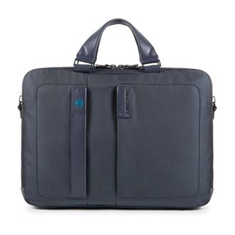 Piquadro Computer Portfolio Aktetas 15.6 - Heren - Laptoptassen - Blauw - ONE Size - Katoen - Tassen