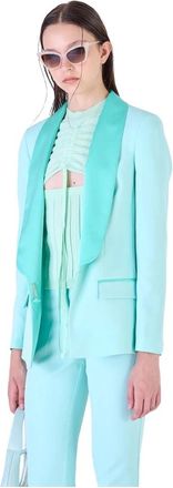 Silvian Heach Blazer met sjaalkraag en zijzakken - Dames - Blazers - Groen - XS - Leer - Jassen