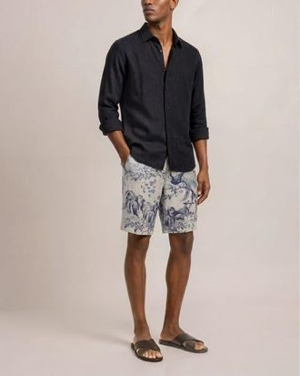 Orlebar Brown Laurent Linen Relaxed Fit Bermuda Shorts in Aero Blue at Nordstrom, Size 38