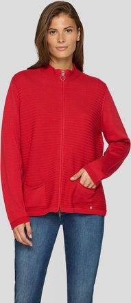 Rabe Strickjacke RABE, Damen, Gr. 38, mohn, Obermaterial: 50% Baumwolle, 50% Polyacryl, unifarben, Strickjacken Strickjacke, mit Reissverschluss und Stehkr