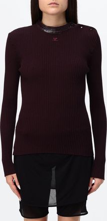 Courr&egrave;ges Maglia girocollo a coste in jersey di viscosa con vestibilit&agrave; slim
