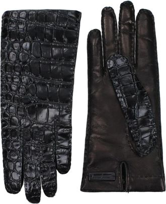 Miu Miu Leren handschoenen met klassieke stikseldetails - Dames - Handschoenen - Zwart - ONE Size - Leer - Accessoires