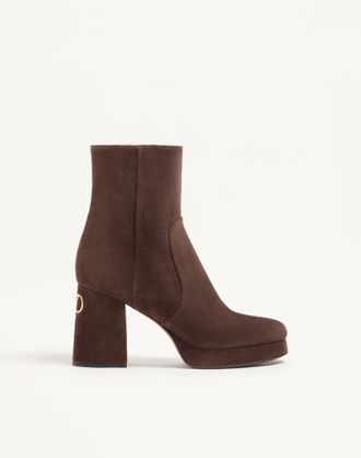 Valentino Garavani Stivaletto Con Plateau Fawcette In Crosta 90Mm Donna EBANO 35.5