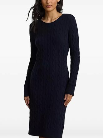 Lauren Ralph Lauren cable-knit long-sleeve midi dress - Blue