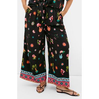 City Chic Selena Print Wide Leg Pants in La Mont Blk at Nordstrom, Size 12W