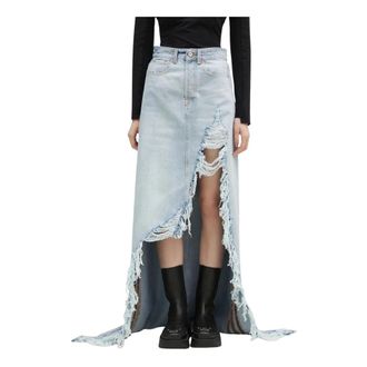 VETEMENTS Falda Maxi de Denim Destruido - Skirts - Mujer - Azul - S
