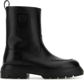 Ferragamo Black Leather Tirba Ankle Boots