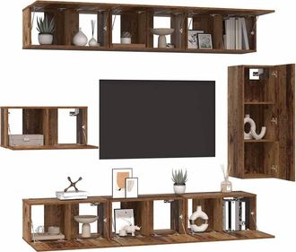 Berkfield Home TV Cabinet Set 8 pcs Old wood 30.5 x 30 x 90 cm Engineered wood in Brown