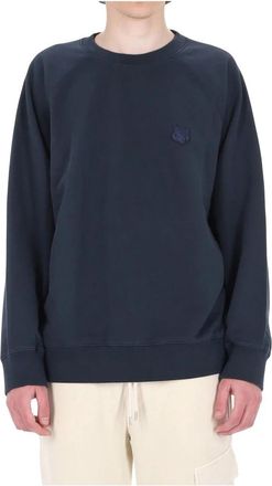 Maison Kitsun&eacute; Fox Head Oversize Sweatshirt - Heren - Sweatshirts - Blauw - M - Katoen - Hoodies & sweatvesten