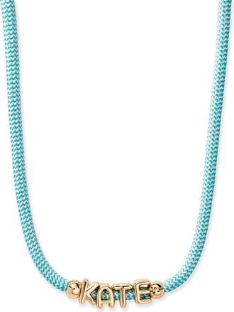 Brook & York Breezy Name Necklace in Gold/teal at Nordstrom