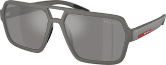 Prada Grey Silver Mirror Navigator Mens Sunglasses PS A06S 16X7W1 59