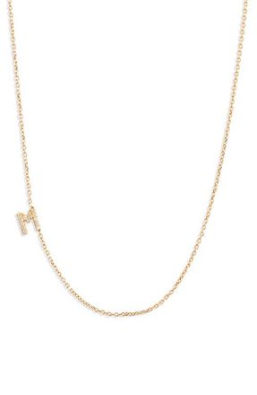 Anzie Love Letter Pavé Diamond Initial Pendant Necklace in Gold-M at Nordstrom, Size 16