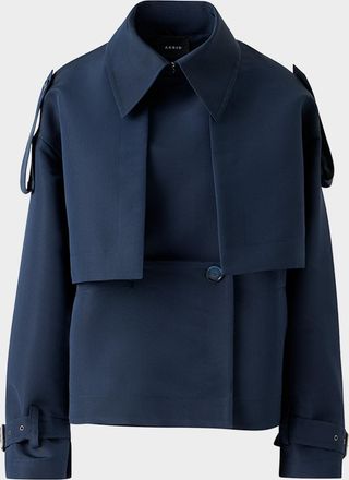 Akris David Duo Ottoman Silk Duo Trench Coat With Bolero