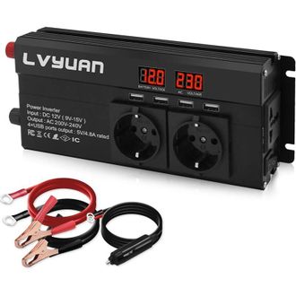 OEM Convertidor De Corriente Continua A Alterna De 12 V A 220 V Y 1600 W Para Coche, Con 4 Puertos Usb Y 2 Enchufes Europeos