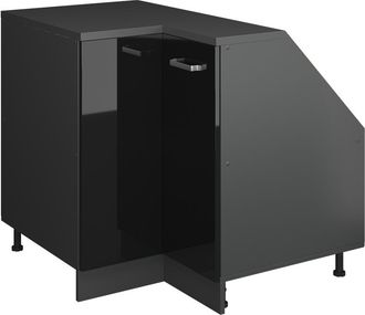 Vicco Armario Para Techo Inclinado Armario De Esquina Rion, Negro Brillo Intenso, 75.6 X 81.6 Cm Con 1 Puerta, Carcasa Del Armario 60 Cm De Profundidad, Vic