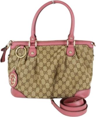 Gucci Pre-owned Handbags, female, Brown, Size: ONE SIZE Pre-owned Canvas Handbag