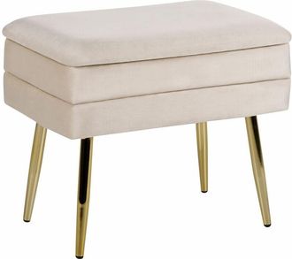 Beliani Panca con portaoggetti Camera da letto Soggiorno Velluto Tappezzeria Gambe doro Beige chiaro Odessa
