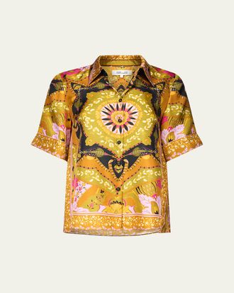 Diane Von F&uuml;rstenberg Alexa Floral-Print Silk Shirt