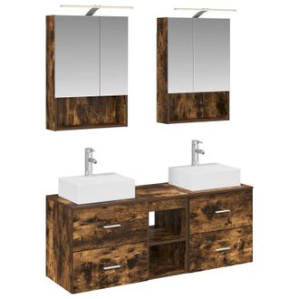 vidaXL Juego De Muebles De Ba&ntilde;o 5 Pcs Roble Ahumado Vidaxl