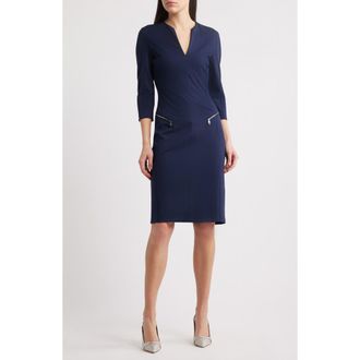 BOSS Dalmar Split Neck Dress in Dk Bu at Nordstrom Rack, Size 6