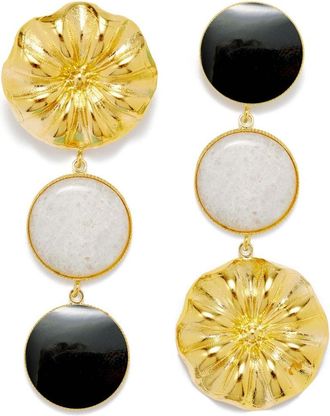 D'Estrëe Paris Sonia Daisy double-stone earrings - women - Gold Plated Brass/Jasper/Onyx - One Size - Black