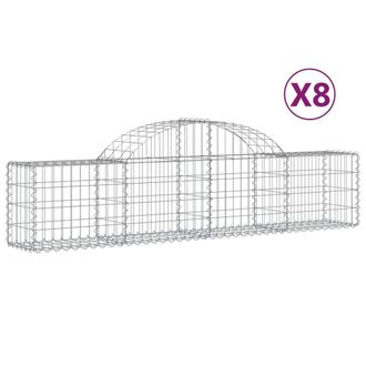 Berkfield Home Arched Gabion Baskets 8 pcs 200x30x40/60 cm Galvanised Iron in Silver