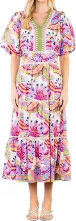 THML Clothing Riviera Bloom Maxi Dress In Meg