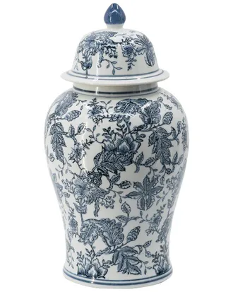 A&B Home Chinoiserie Ginger Jar With Handled Lid
