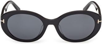 Tom Ford Jasmin 54mm Oval Sunglasses in Shiny Black/smoke at Nordstrom