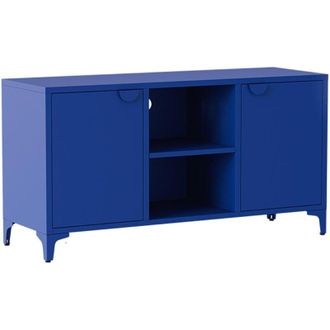 Oviala Credenza moderna a 2 ante L120 cm in metallo blu scuro