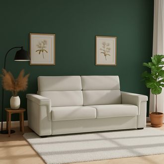 Dmora Sof&aacute; Cama 2 Plazas Rigolato, Desenfundable, Con Almacenaje Hecho En Italia, Apertura Abatible, 185x95 Cm Beige