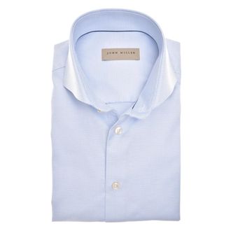 John Miller Small Check Shirt - Heren - Zakelijke Overhemden - Blauw - 5XL - Katoen - Overhemden