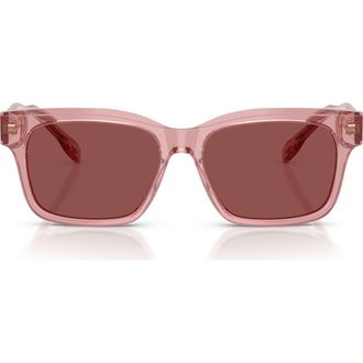 Tory Burch 55mm Rectangular Sunglasses in Transparent Light Pink/wine at Nordstrom
