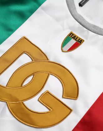 Dolce & Gabbana Mens White Green Sleeveless Top Italian Flag Basket T-Shirt