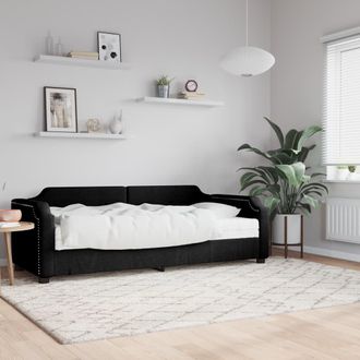 vidaXL Sof&aacute; Cama Con Colch&oacute;n Tela Negro 100x200 Cm Vidaxl