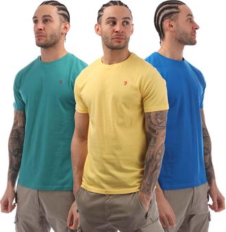 Farah Heren Jeston T-Shirt (Pak van 3) (Wintertaling/Geel/Blauw)