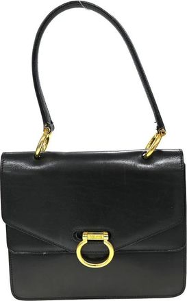 Celine Pre-owned Handbags, female, Black, Size: ONE SIZE Pre-owned Vintage Leather Shoulder Bag with Gold Hardware