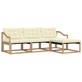 vidaXL Conjunto De Sof&aacute;s De Exterior Con Coj&iacute;n 4 Pcs Blanco Y Crema Vidaxl