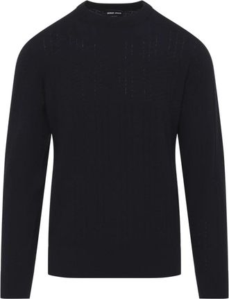 Giorgio Armani Trui met ronde hals - Heren - Ronde hals truien - Blauw - M - Truien & Vesten