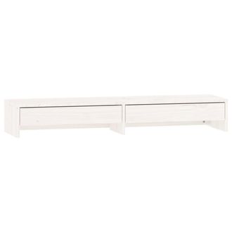 vidaXL Vidaxl - Soporte De Monitor Madera Maciza De Pino Blanco 100x27x15 Cm