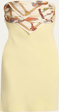Versace Strapless Printed Scarf Mini Dress