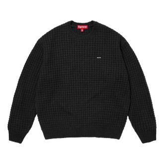 SUPREME Small Box Waffle Sweater Black FW25SK21-BLACK