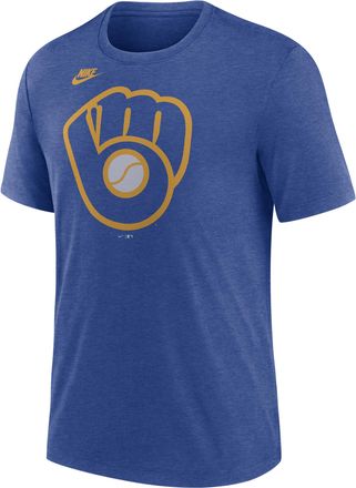 Nike Milwaukee Brewers Cooperstown Logo Nike Mens MLB T-Shirt in Blue | NJFDEX49MIB-70U
