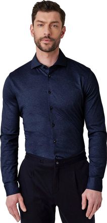 DeSoto overhemd navy gemeleerd katoen semi-wide collar