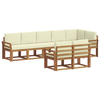 vidaXL Conjunto De Sof&aacute;s De Exterior Con Coj&iacute;n 8 Pcs Natural Y Crema Vidaxl