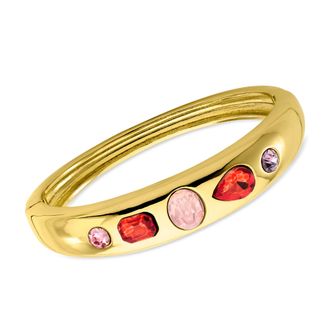 Ross-Simons 14kt Yellow Gold-Plated Bangle Bracelet With Simulated Tonal-Pink and Red Gemstones